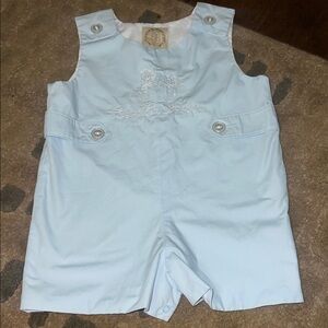 Light Blue Embroidered Baby Shortall